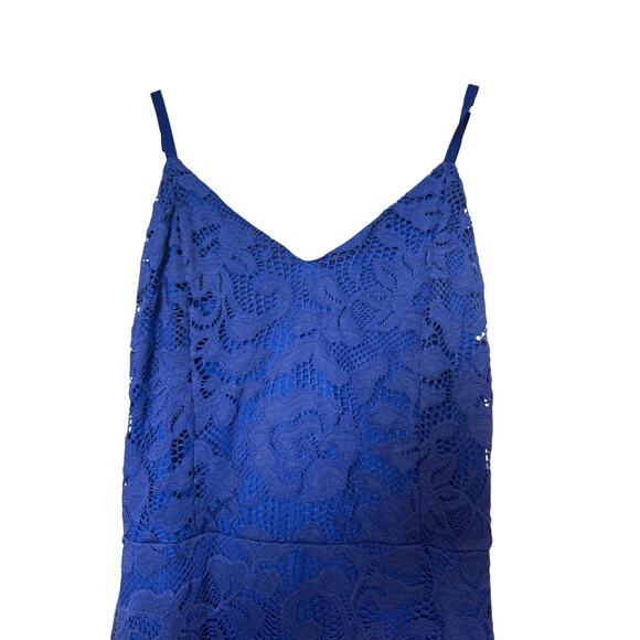 BN#29 NWT MiaoMiao Size L Blue Lace Midi Dress Sleeveless Spaghetti Strap Fit - Picture 6 of 6